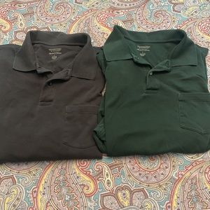 TWO long sleeve ROUNDTREE and YORK POLOS